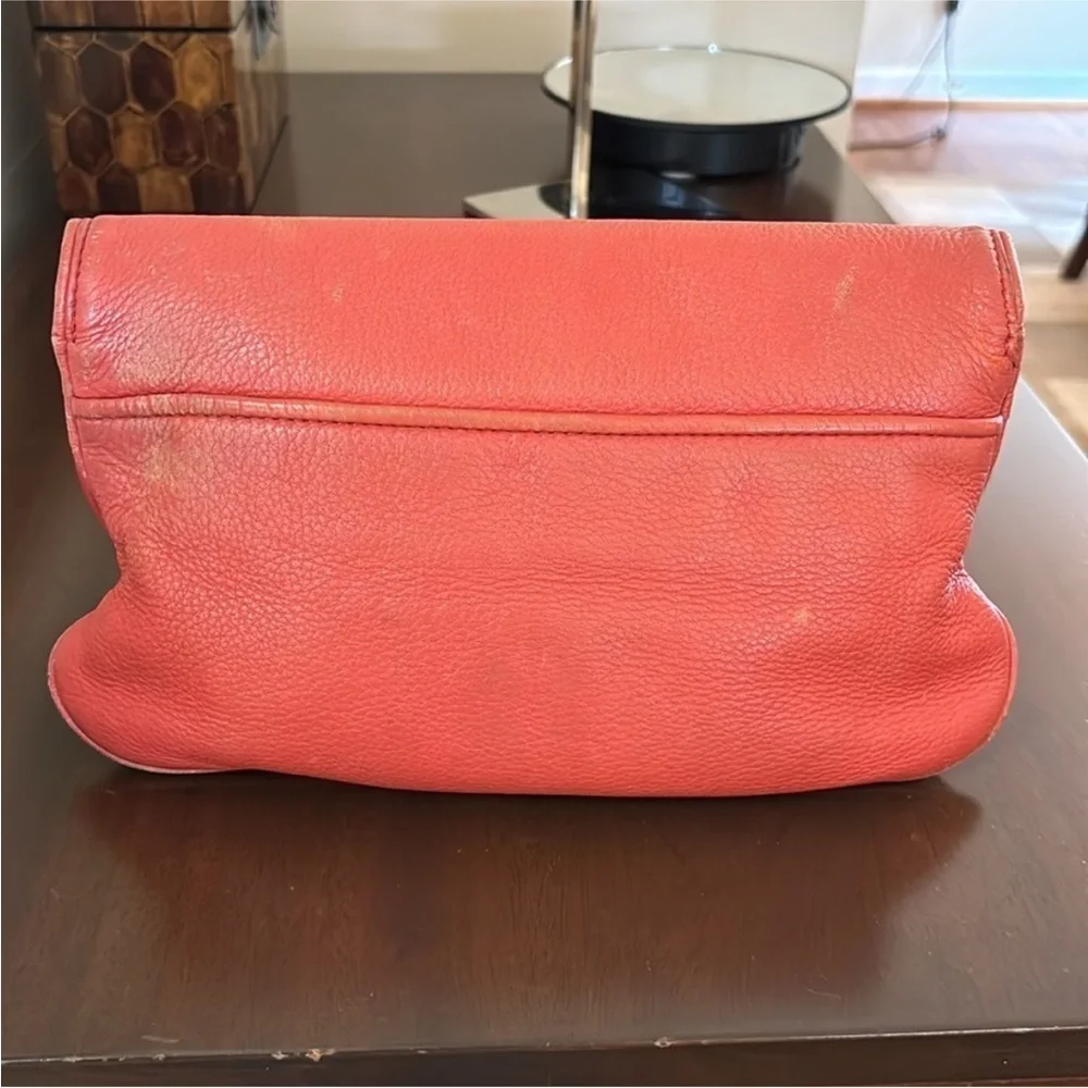 Tory Burch | Orange Amanda Leather Detachable Chain Crossbody Strap Clutch Bag